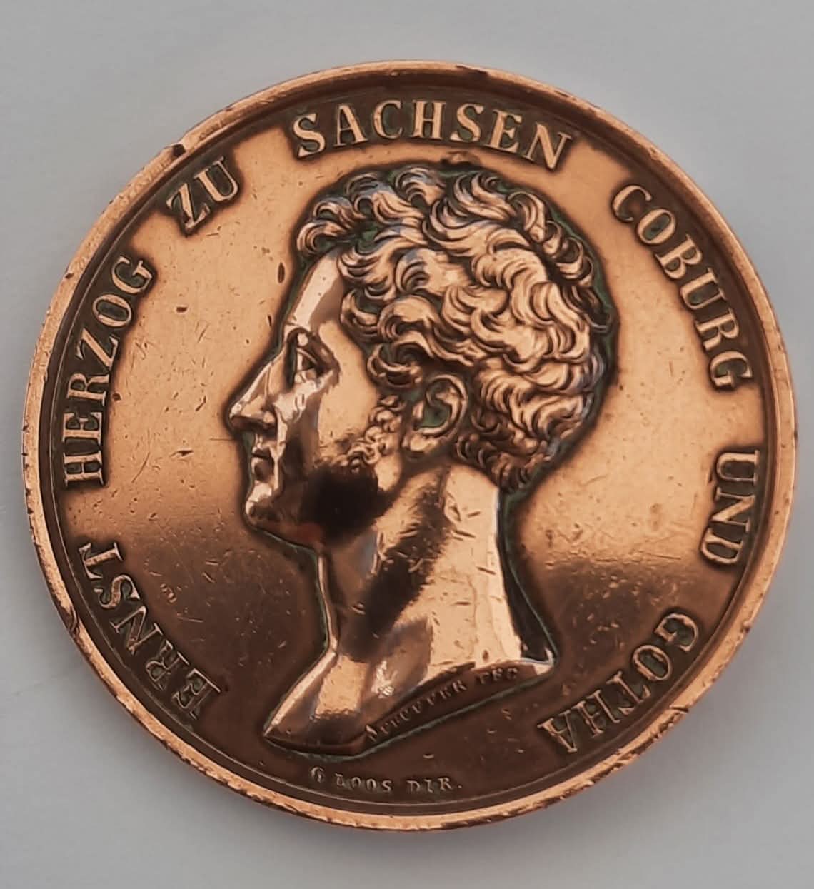 Avers : portrait d'Ernst Iᵉʳ de Saxe-Cobourg-Gotha